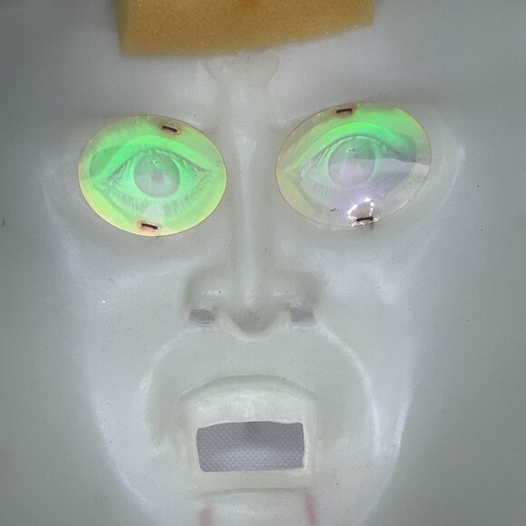 Vintage Vampire Halloween Mask with Green Holographic Eyes OS - Picture 4 of 11